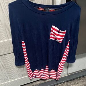Rue21 Navy Top with Red and White Stripes